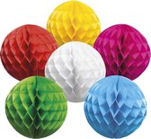 24 stuks: Papieren honingraatbal / honeycomb decoratie in 6 kleuren - assorti - 25cm