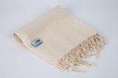 Hamamdoek "Sultan" beige met witte strepen