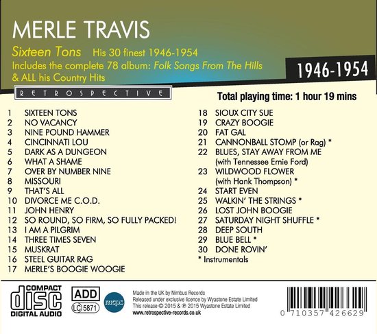 Sixteen Tons, Merle Travis | Musique | bol.com