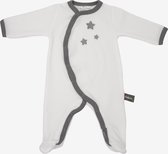 Babypyjama in bio-katoen wit met grijze  sterrentjes 6 maanden