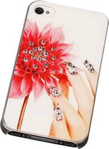 3D Hardcase met Diamant iPhone 4/4S Hand Bloem - Back Cover Case Bumper Hoesje