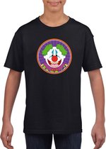 Halloween horror clown t-shirt zwart kinderen XS (110-116)