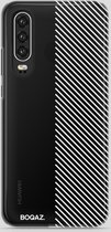 BOQAZ. Huawei P30 hoesje - schuine strepen wit