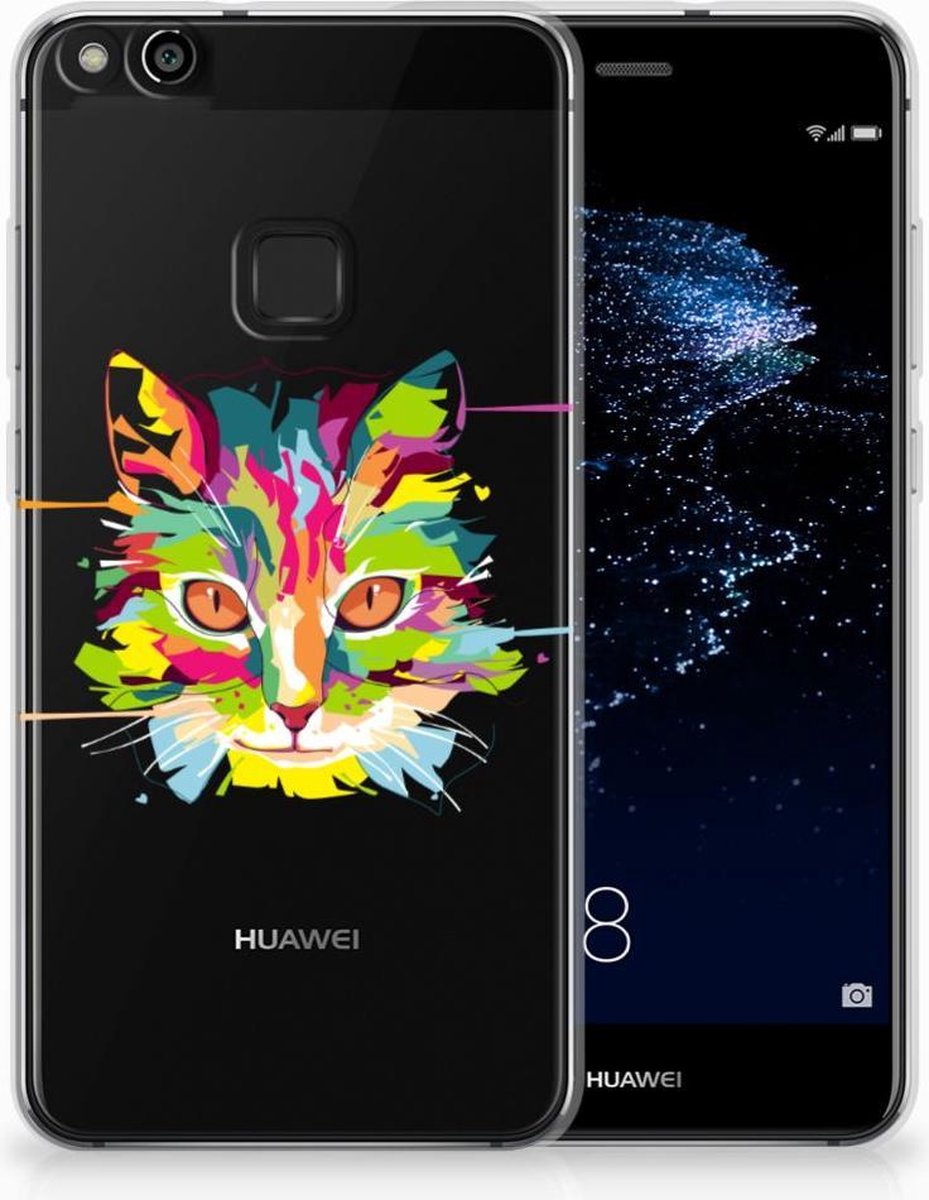 Huawei P10 Lite Telefoonhoesje met Naam Cat Color