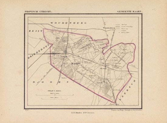 Historische kaart, plattegrond van gemeente Maarn in Utrecht uit 1867 door Kuyper van Kaartcadeau.com