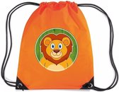 Leeuwen rijgkoord rugtas / gymtas - oranje - 11 liter - voor kinderen
