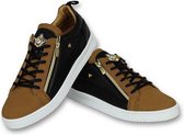 Heren Schoenen - Heren Sneaker Bee Camel Black  Gold - CMS97 - Bruin