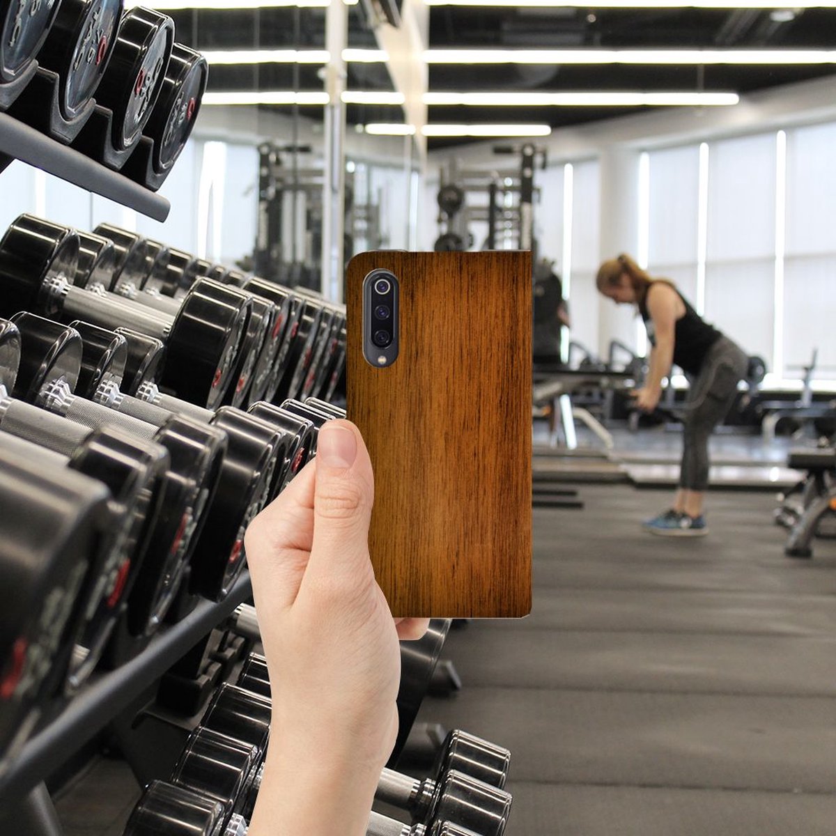 Xiaomi Mi 9 Book Wallet Case Donker Hout