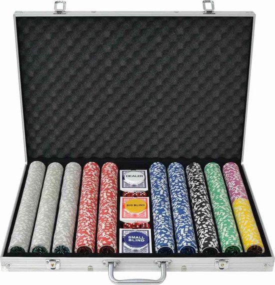 Thumbnail van een extra afbeelding van het spel 1 x Pokerset met Koffer 1000 Chips - Poker chips set - Pokerset Alumunium Koffer