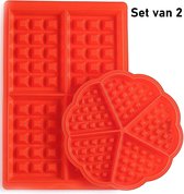 Siliconen wafelvorm – Set van 2 wafelijzer en hartvorm – Wafelmaker – Siliconen bakvormen