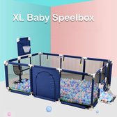 OOOVIN Grondbox | Opvouwbare XL Babybox - Playpen Blauw - Speelbox met Basketbalkorf en Goaltjes