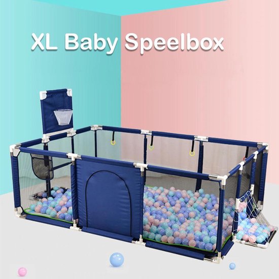 Boite Au Sol Ooovin Parc Bebe Pliable Xl Parc Blauw Boite De Jeu Avec Panier De Bol Com