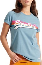 Superdry T-shirt - Vrouwen - Licht blauw/Roze/Wit