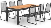Medina 7-delige Tuinset PVC-rattan zwart en bruin