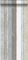 ESTAhome behang houten plankjes grijs en lichtblauw - 138250
