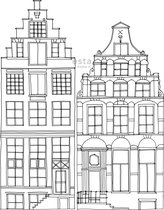 ESTAhome fotobehang getekende Amsterdamse grachtenhuisjes zwart en wit - 158834 - 1.395 x 2.79 m