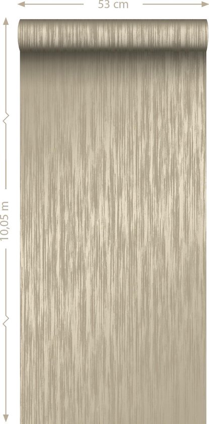 Papier peint Origin à fines rayures marron clair - 345405-53 x 1005 cm