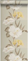 Origin behang hibiscus motief ijsblauw - 307139 - 52 cm x 10,05 m