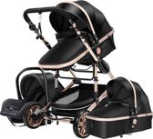 Lioretti® Luxe Baby Buggy 3 in 1 | Baby Wagen | Kinderwagen met stoel en wieg | Inklapbaar | Hoge Kwaliteit | Combi | Zwart
