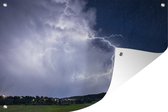 Muurdecoratie De blikseminslag tijdens een storm - 180x120 cm - Tuinposter - Tuindoek - Buitenposter