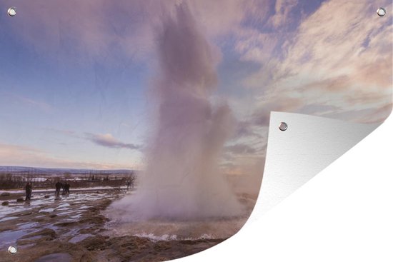 Foto: Tuinposters buiten strokkur geiser eruptie 90x60 cm tuindoek buitenposter