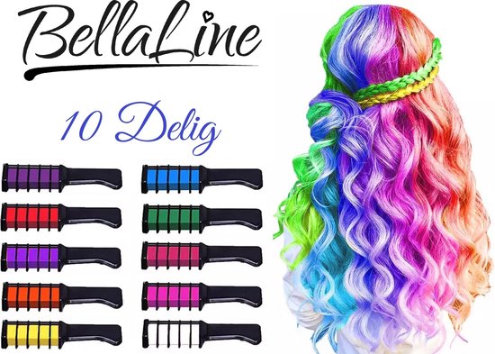 Haarkrijt 10 Delig – BellaLine - Hairchalk 10 Pcs - voor kinderen – Hair... |