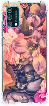 Silicone Case Geschikt voor Samsung Galaxy M02s | A02s Smartphone hoesje met doorzichtige rand Bloemen Boeket