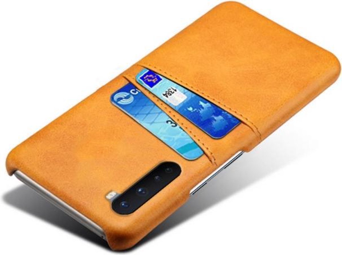 Back Cover met Opbergvakjes + Glas Screenprotector voor OnePlus Nord _ Bruin