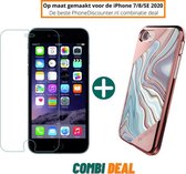 Fooniq Swirl Hoesje Roze + Transparant Screenprotector - Geschikt Voor Apple iPhone 7