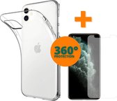 Fooniq Silicone Hoesje Transparant + Screenprotector - Geschikt Voor Apple iPhone 11