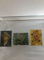 magneet brokkel 8x6 Zonnebloemen, magneet Zelfportret, magneet Bloesem Van Gogh