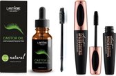 4D Silk Fiber Mascara + GRATIS Wimperserum Met Castor Olie  - Combideal - Wimper Groei - Wimper Olie - Lash Estension Volume Mascara - Wimper Verlengende Mascara + Gratis Wimper Borsteltje