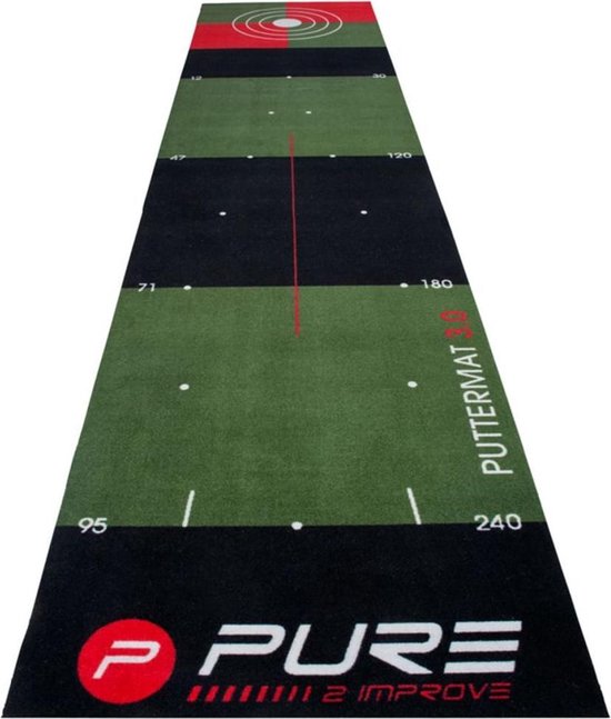 Pure2Improve Combideal Golf Putting Mat inclusief Putt trainer De mat is 65 x 300cm van Pure2Improve — afbeelding 2