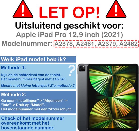 Attention : Convient uniquement aux iPad Pro 12.9 pouces (2021) numéros de modèle A2378, A2461, A2379, A2462. iPad Pro gris avec fond d'écran vert-bleu.