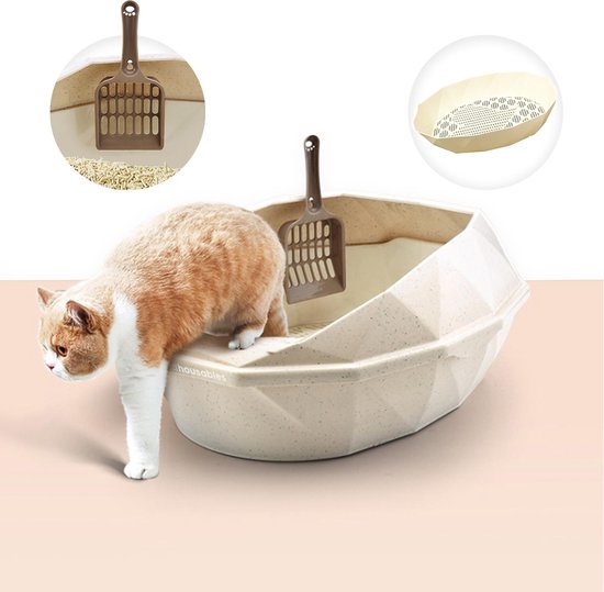 Afhankelijkheid Zonnebrand kloon Design Kattenbak – Open – kattenmand – met schep en zeef - beige | bol.com