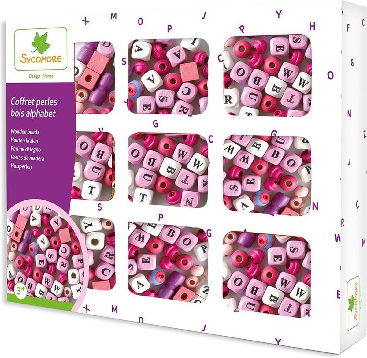 Sycomore houten kralen alfabet - educatief speelgoed voor kinderen.
