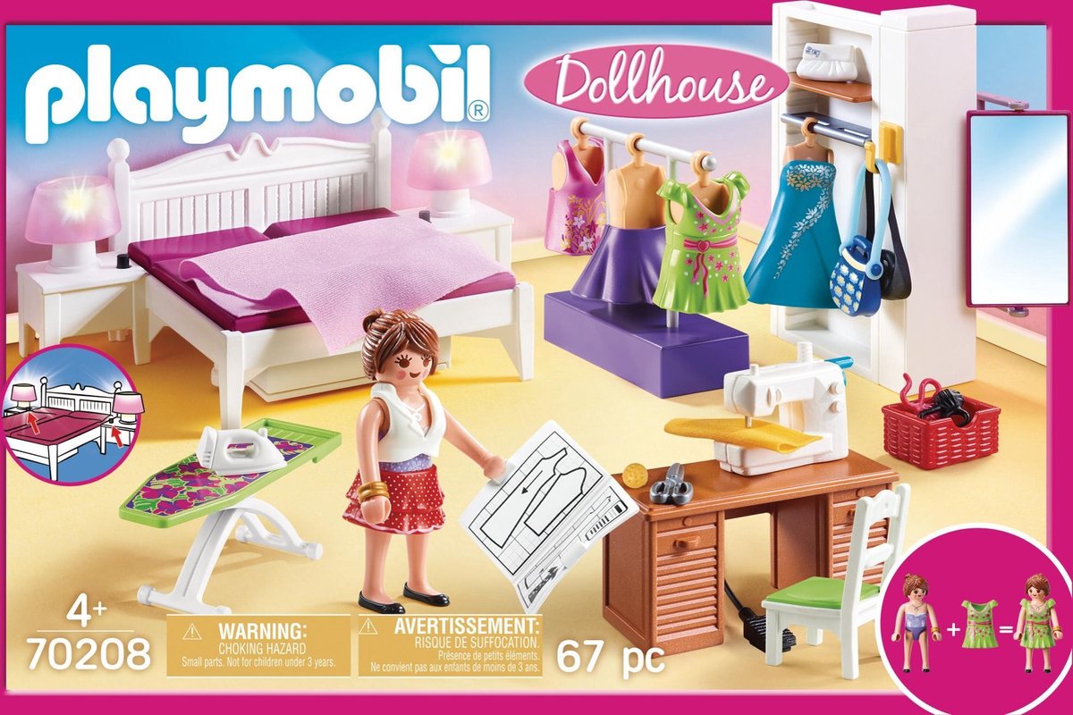 PLAYMOBIL Dollhouse Slaapkamer met mode ontwerphoek - 70208 | bol.com