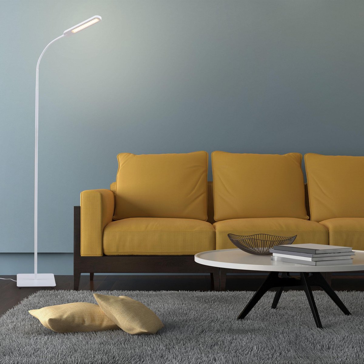 B.K.Licht - Witte CCT Vloerlamp - dimbaar - voor woonkamer - staande lamp - ingebouwde dimmer - staanlamp - booglamp - leeslamp - h: 135cm - 600Lm - 6.5W thumbnail 5