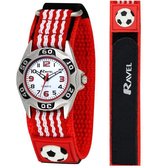 Ravel - kindervoetbalhorloge op eenvoudig te bevestigen actiebandje - Analoog Kwarts - R1507.17 - Rood