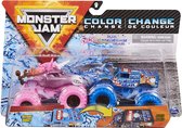 Monster Jam truck schaal 1:64 - color change 2-pack Sparkle Smash & Ice Cream - 9 cm