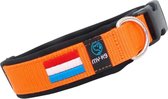 My K9 - Oranje Halsband - Holland - Neopreen gevoerd - Nederlandse Vlag - maat M halsomvang tussen 34 - 43cm