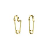 Zilveren oorbellen | Hangers | Gold plated veiligheidsspeld oorhangers