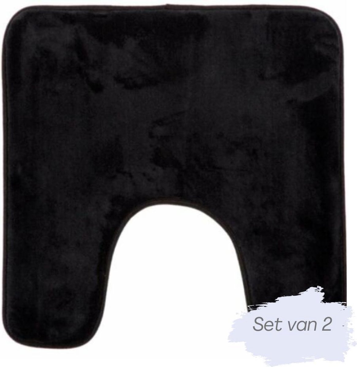 2x Toiletmat zwart - Antislip - Wc/Toilet - Matten sets - Badkamer mat - Anti slip - Fop en Bij