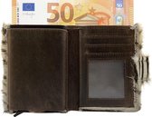 Pasjeshouder leer met dierenprint - Cardprotector - Mini wallet - Mini portemonnee - Donkerbruin leer – Creditcardhouder