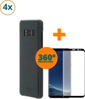 Samsung Galaxy S8 Plus Front & Back Protection | 4x Samsung Galaxy S8 Plus Screenprotector | 4x Samsung Galaxy S8 Plus Zwarte Silicone case