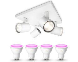 Philips Hue Runner Opbouwspot (Wit) - Wit en Gekleurd Licht - Plafondspot met 4 Lichtpunten - GU10…