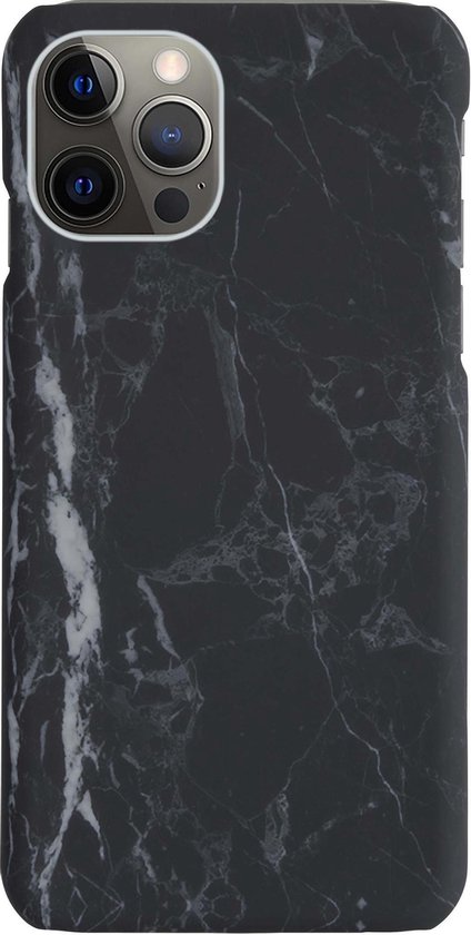 iPhone 12 Pro Case Marble Hardcover Fashion Case Cover - iPhone 12 Pro Marble Case Hardcase Back Cover - Zwart x Wit