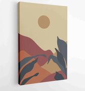 Mountain and Botanical wall art vector set. Earth tones landscapes wallpaper 2 - Moderne schilderijen – Vertical – 1924982624 - 50*40 Vertical