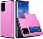 Voor Samsung Note20 schokbestendige robuuste beschermhoes met kaartsleuf (roze)