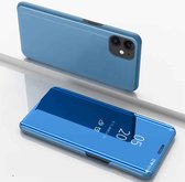 Voor iPhone 12 Pro Max 6.7 inch vergulde spiegel horizontale flip lederen tas met houder (blauw)